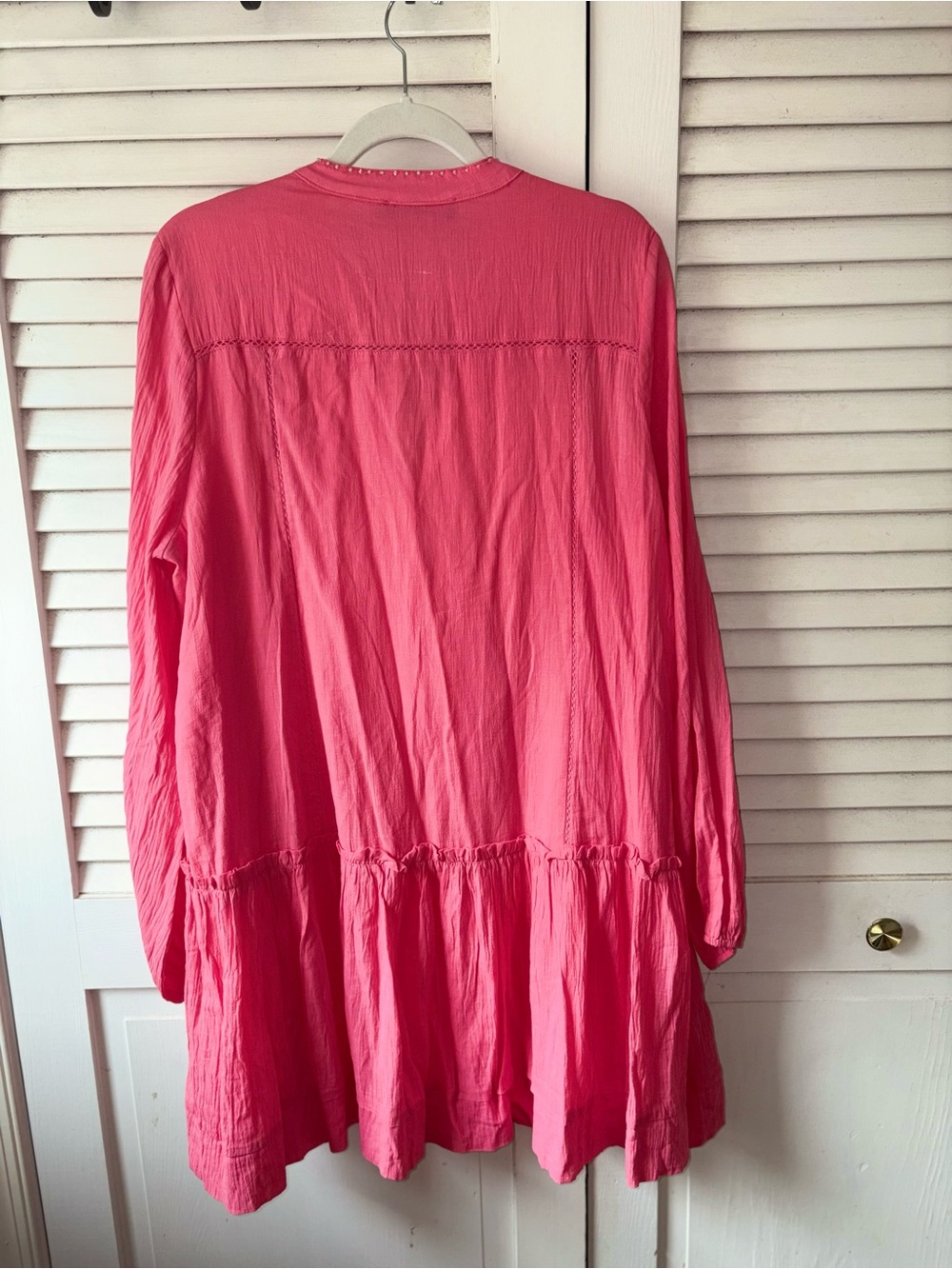 Pomander Place Ophelia Dress XL Pink Cotton Gauze Beaded Mini Cover Up Lined - Picture 3 of 5